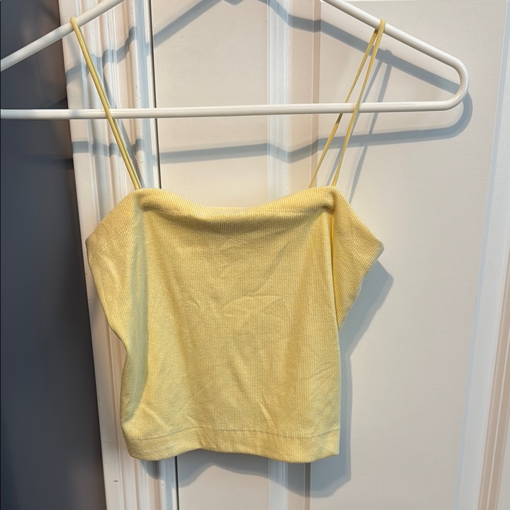 American Eagle Outfitters Yellow Sleeveless Crop Camisole